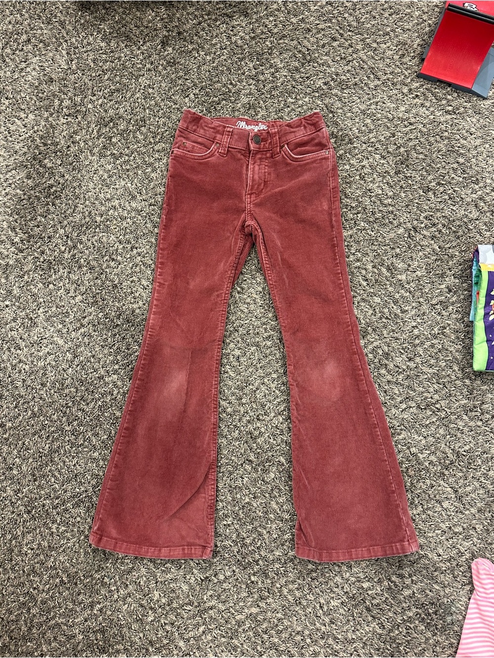 Wrangler Girls' Rust Red Corduroy Flared Jeans
